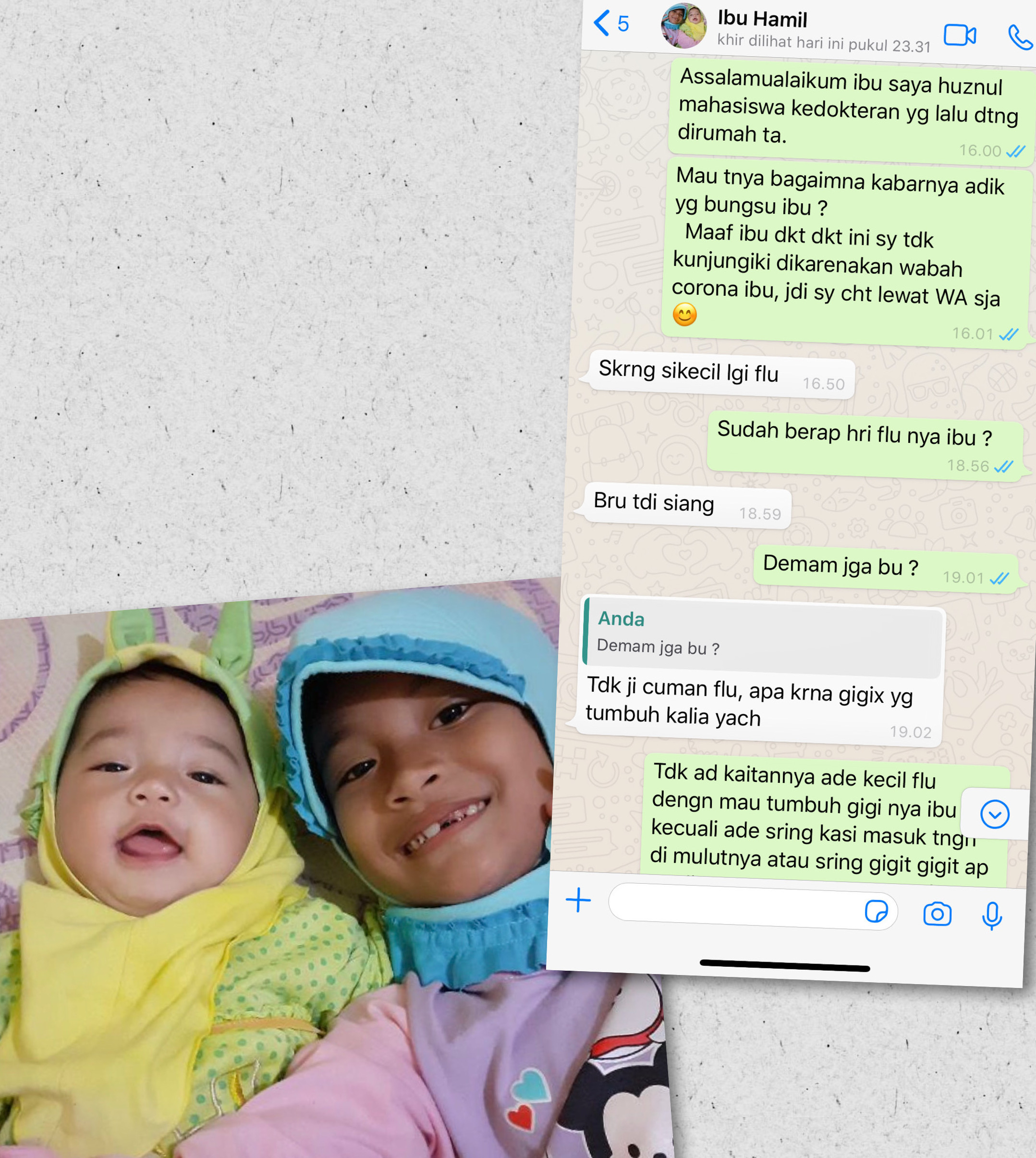 Kondisi Covid19 tidak menghalangi kami untuk mengetahui keadaan Ibu Sartika dan adik Alfiyah meski hanya melalui Media Sosial